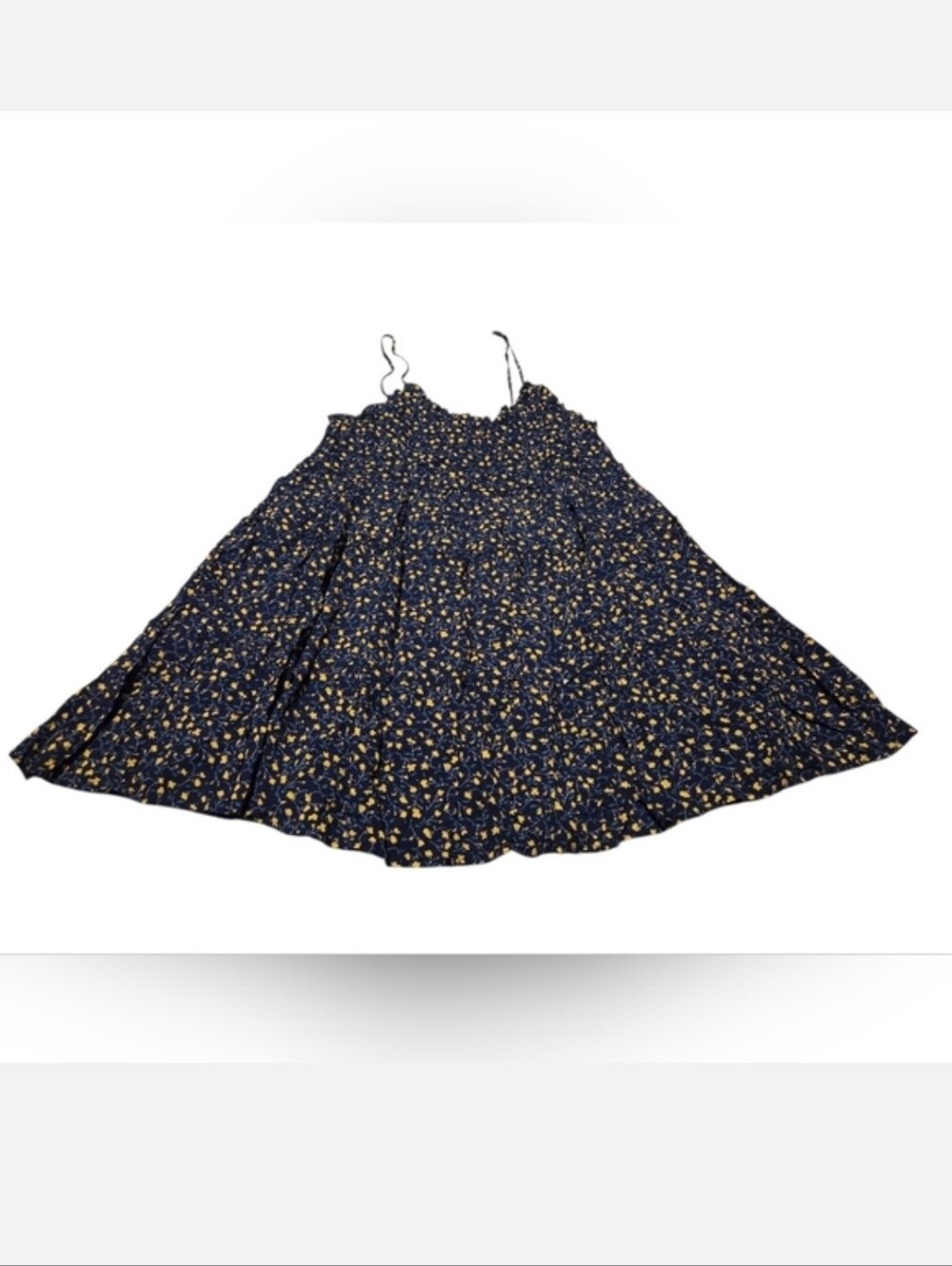 Women’s Large Inmod Navy Blue/Yellow Floral Babydoll Mini Dress